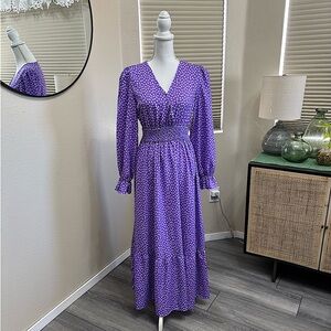 Purple Floral Print Maxi Dress